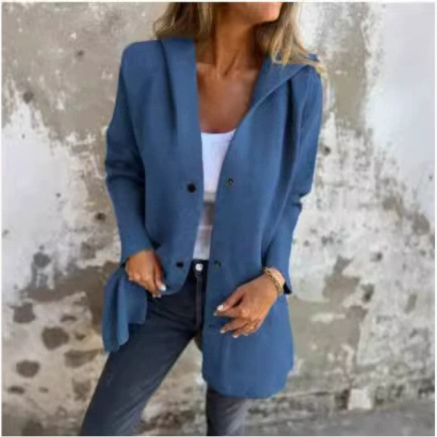 Casual Hooded Single-Breasted Cardigan Fashion Loose Solid Color Jacket Spring And Autumn Women's Clothing