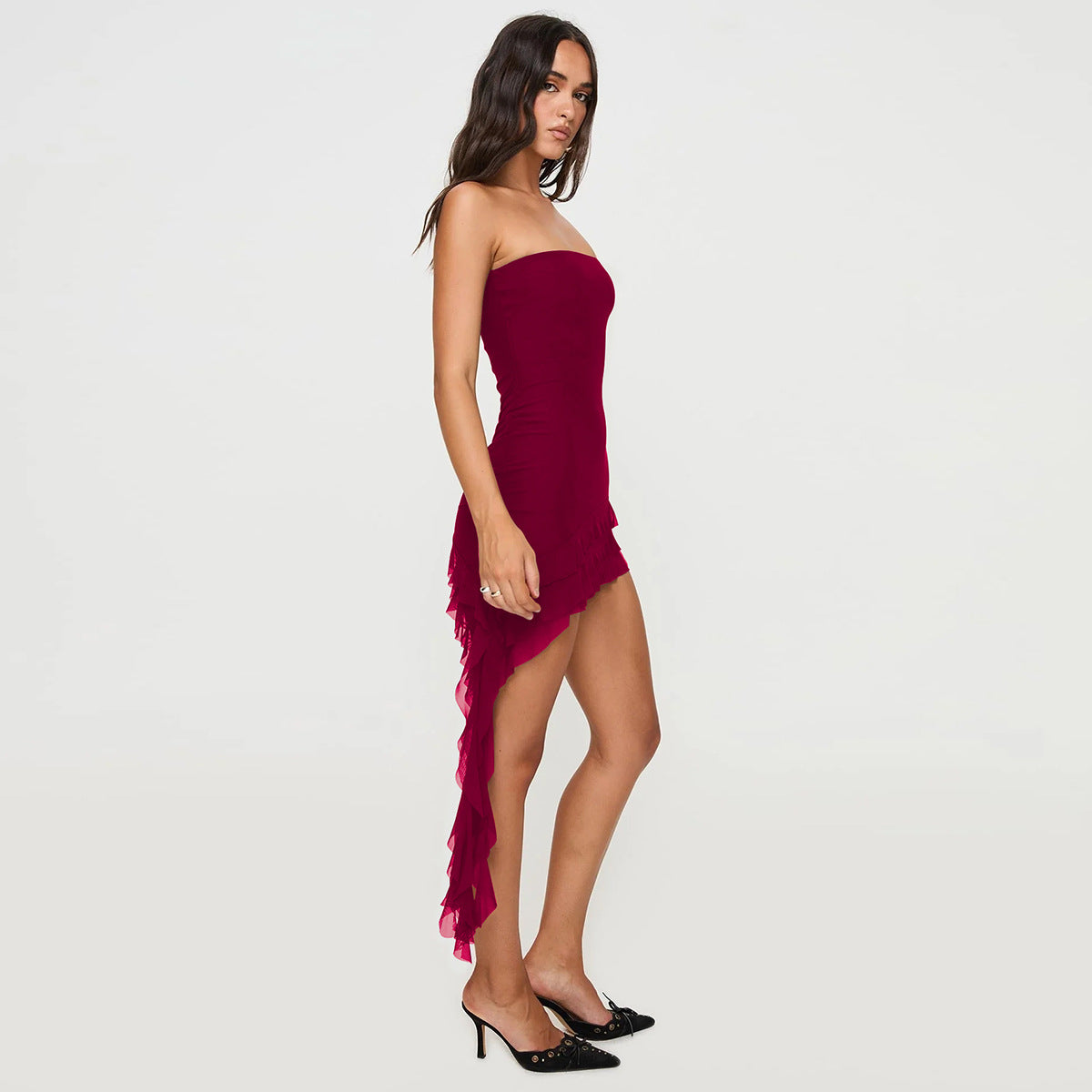 Sexy Boat-neckline Off-shoulder Tube Top Women's Sleeveless Dress