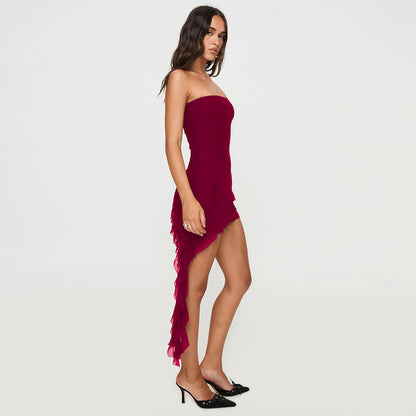 Sexy Boat-neckline Off-shoulder Tube Top Women's Sleeveless Dress