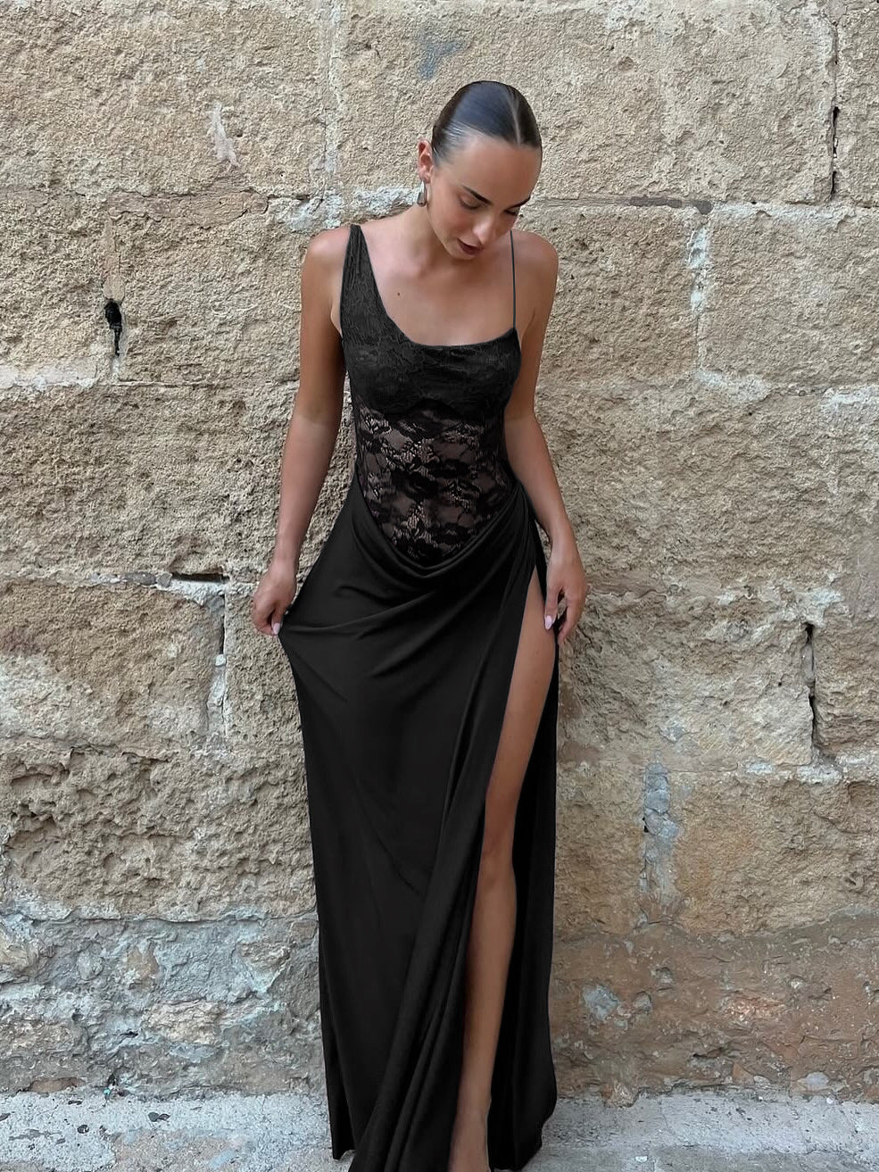 Sheer Lace Elegant Maxi Dress Women Sleeveless Backless Chic Evening Dress Off Shoulder Fashion Midi Dresses Slim Summer Dresses