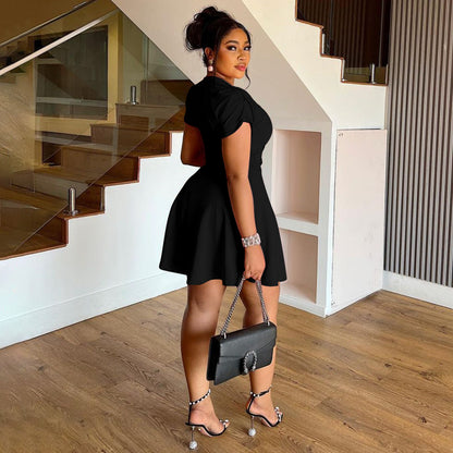 Women's Solid Color Plus-Size Dress