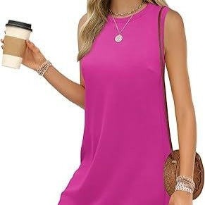 Women's Solid-color Sleeveless Casual Tank Dress