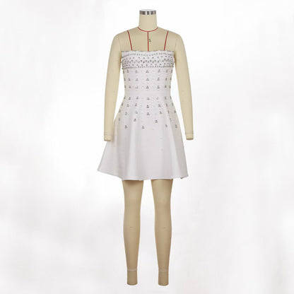 European And American Rhinestone Embellished Strapless Waist-cinching Bandage Dress For Fashionable Evening Banquets