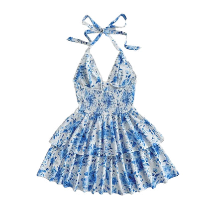 New SpringSummer European And American-style Camisole Top And Audrey Hepburn-inspired Designer Floral Dress