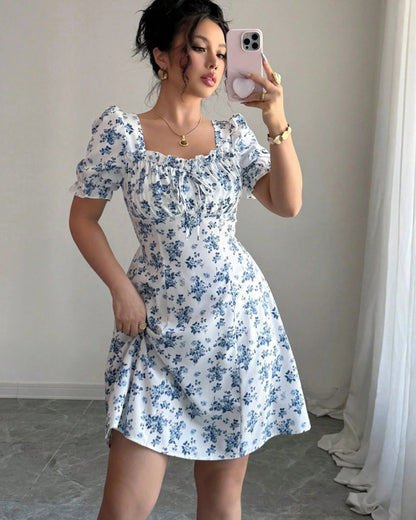 Four-way Stretch Printed Elegant Slim-fit Dress For Women