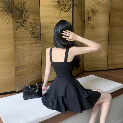 French-style Sweet And Spicy Chic Sexy Backless Strap Dress