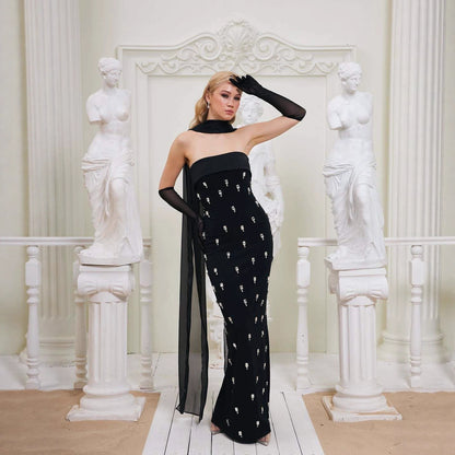 High-end Heavy Industry Banquet Order Diamond Bandage Dress