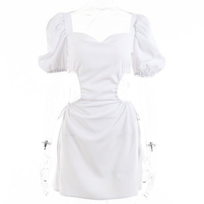 Open Back Solid Color European And American Short Skirt