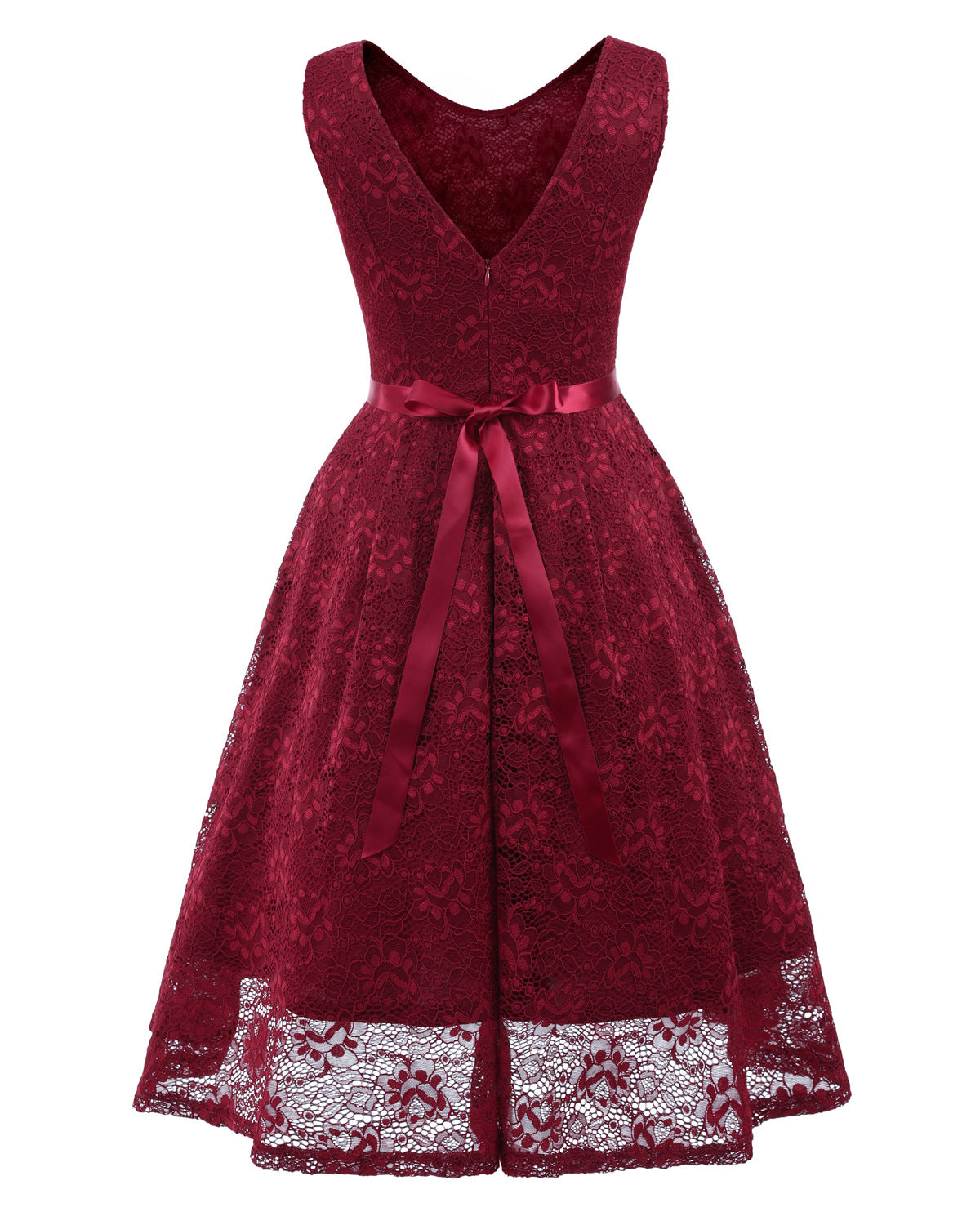 Round Neck Sleeveless Sexy Lace Large Length Dress