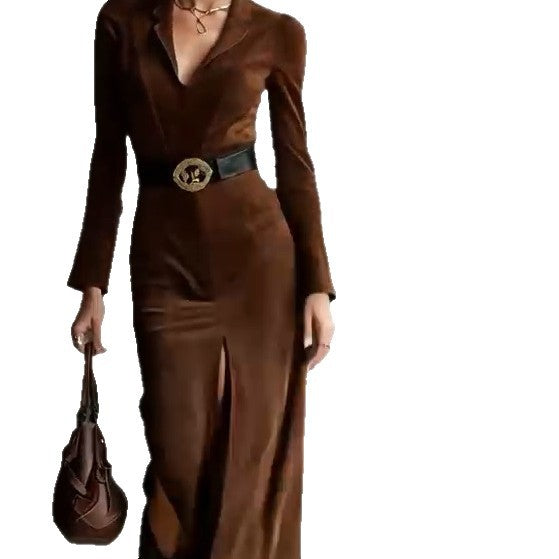 Solid-color Figure-hugging High-waist Long Skirt With Belt