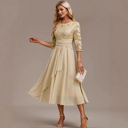 Round-neck Cross-border Spliced Elegant Lace Dress