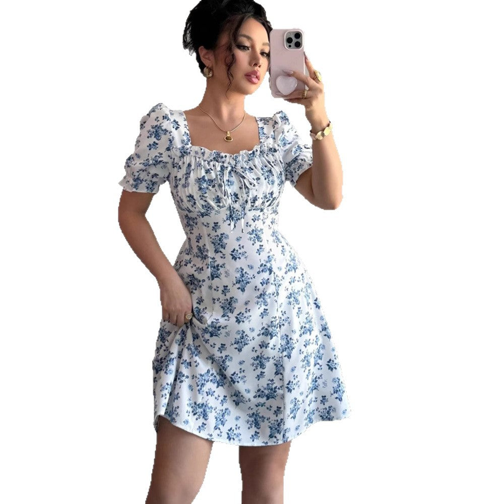 Four-way Stretch Printed Elegant Slim-fit Dress For Women