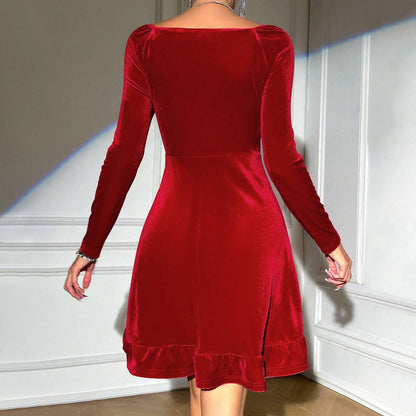 Red Dress Versatile Elegant Vneck Mini Skirt