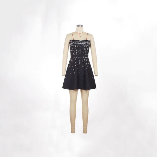 European And American Rhinestone Embellished Strapless Waist-cinching Bandage Dress For Fashionable Evening Banquets