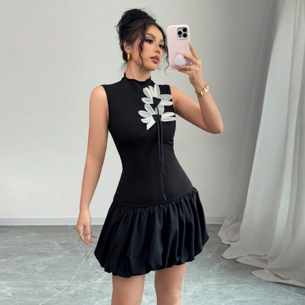 Color Blocked Polyester Women's Dress