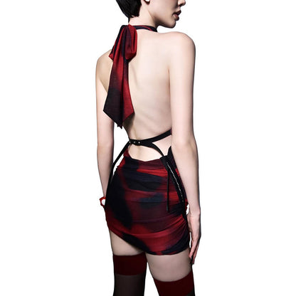 Fashionable Halter-neck Sheath-style Dress With A Backless Design