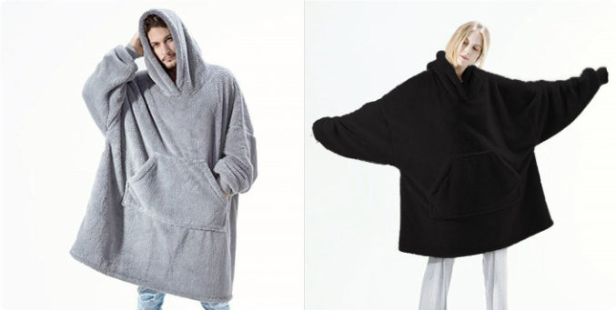 Hoodie Sweatshirt With Big Pocket Tops Sweater Comfortable Loose Double-Sided Fleece Thicker Wearable Blanket