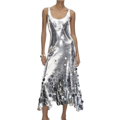 Women's Sequined Sleeveless Party Dress With A Unique Style