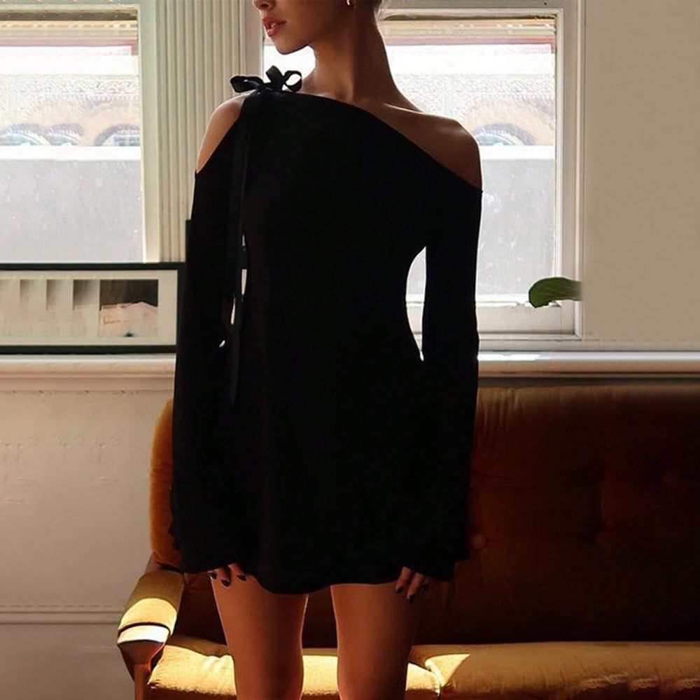 Women's Solid Color Simple Casual Off Shoulder Dress