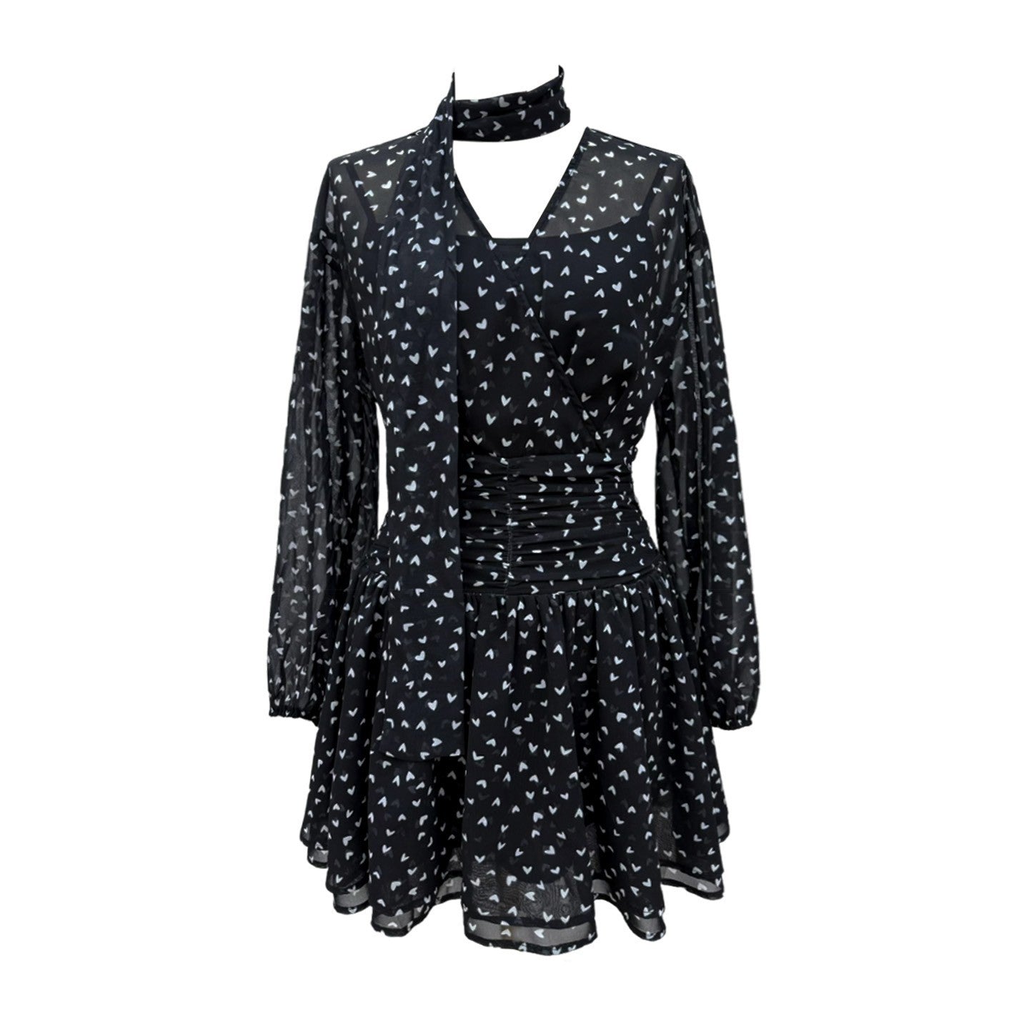 Elegant Waist-cinching Short Skirt French-style Dress For Women