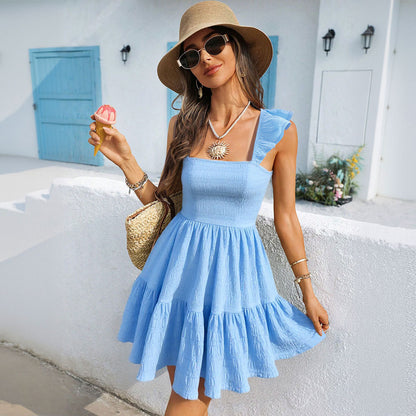 New Anti-aging Sweet Style Dress Vacation Fashion Backless Short Skirt