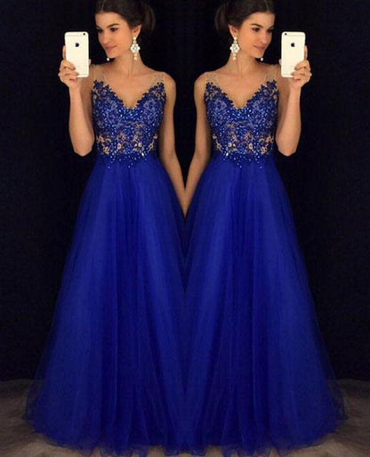 Dress Backless Beaded Ball Elegant Long Dress Blue Chiffon Dress Spot