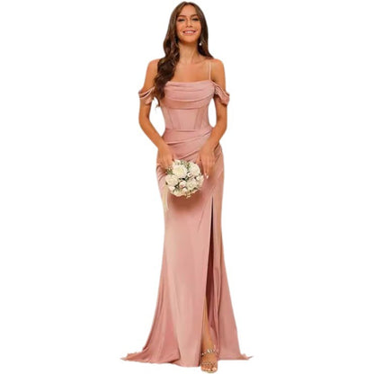 Off-the-shoulder Satin Corset Ball Gown