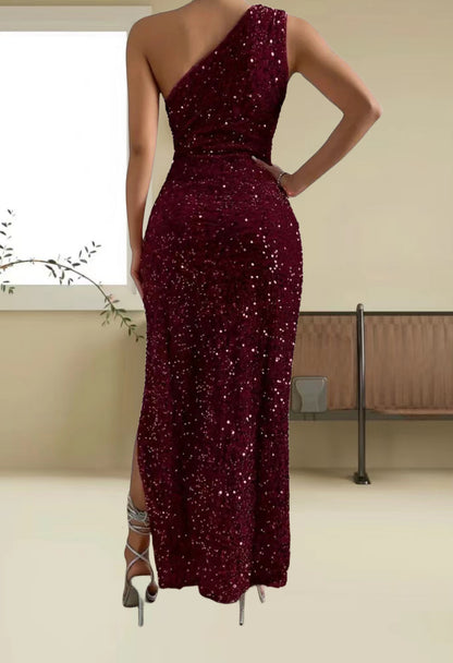 2025 Sexy Strapless Mermaid Sequin Split Dress