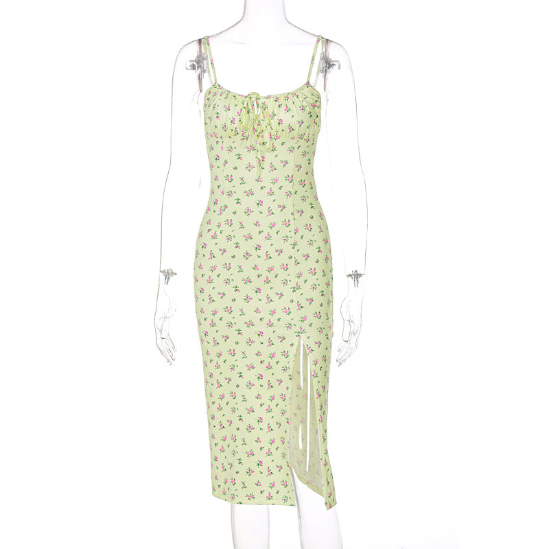 Strappy Floral Split Women's Dress