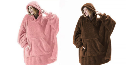 Hoodie Sweatshirt With Big Pocket Tops Sweater Comfortable Loose Double-Sided Fleece Thicker Wearable Blanket