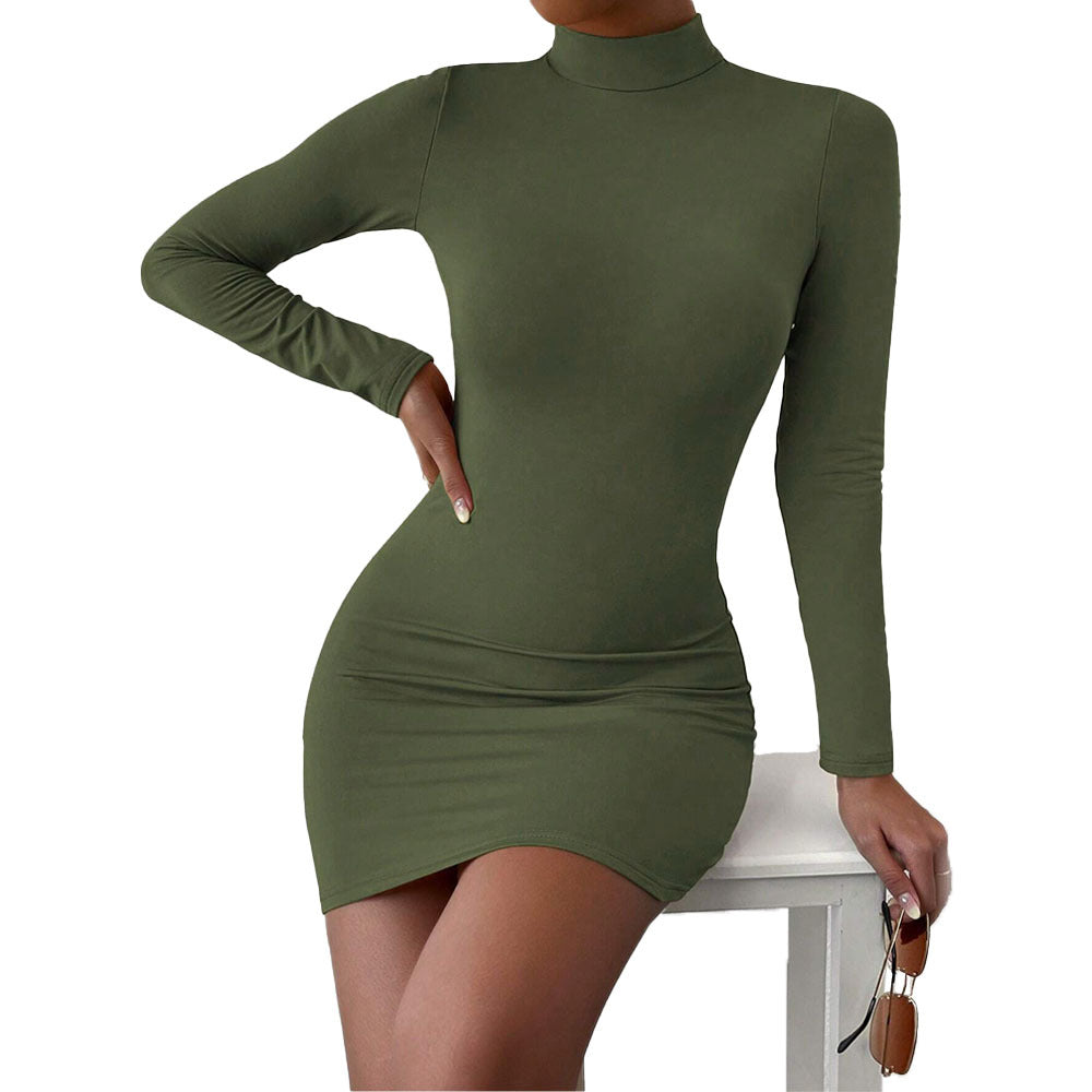 Elegant And Light Mature Style Women's Dress Autumn And Winter Semi-high Collar High Waist Slim Fit Short Skirt