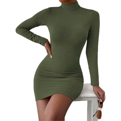 Elegant And Light Mature Style Women's Dress Autumn And Winter Semi-high Collar High Waist Slim Fit Short Skirt