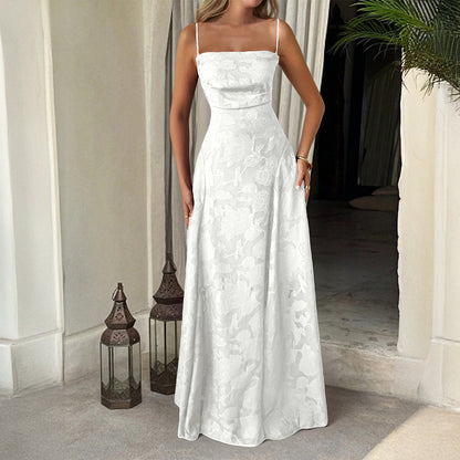 Elegant Vacation Strapless Maxi Dress Floral-print Dress