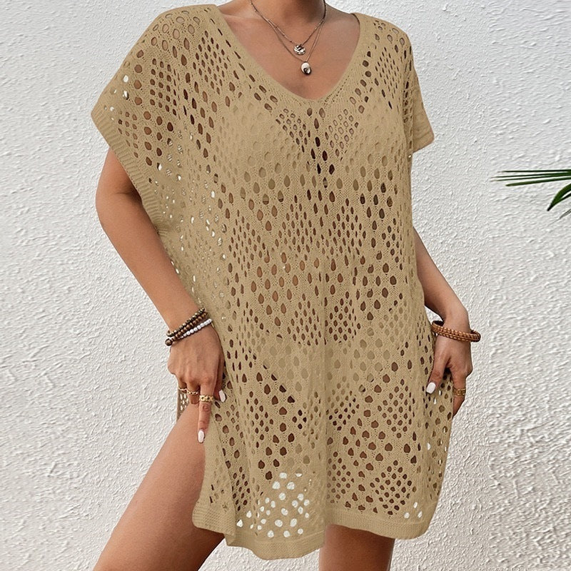 Lady's Dress Tie-up Beach Hollow-out Knitwear