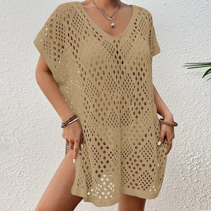 Lady's Dress Tie-up Beach Hollow-out Knitwear