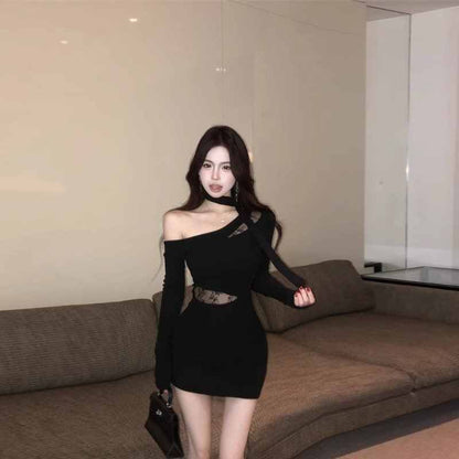 Spicy Girl Innocent Alluring Lace Patchwork Sheath Skirt