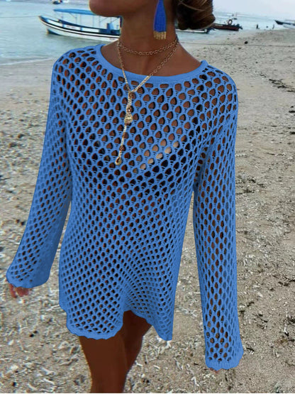 Women's Bikini Hollow Knit Long Sleeve Dress