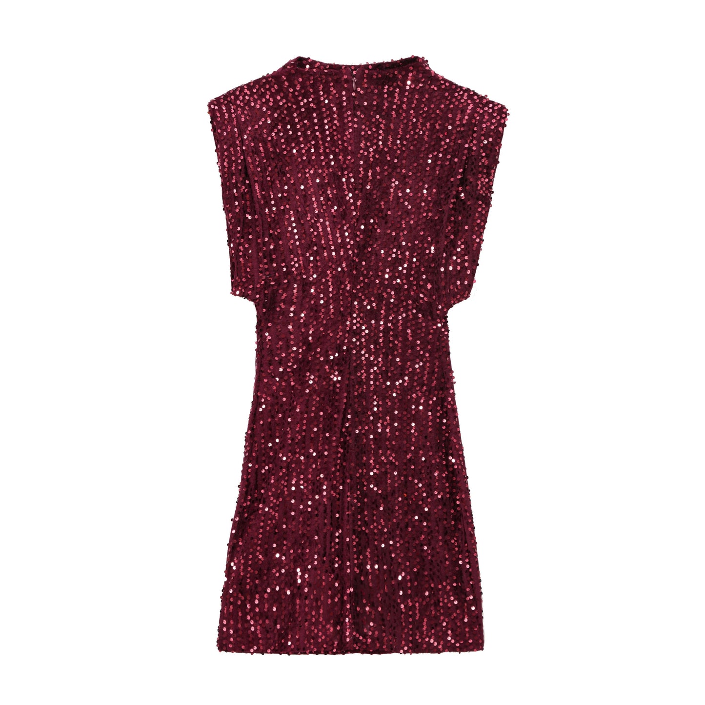 Sequins Decorated Sleeveless Shoulder Pad Sequin Dress