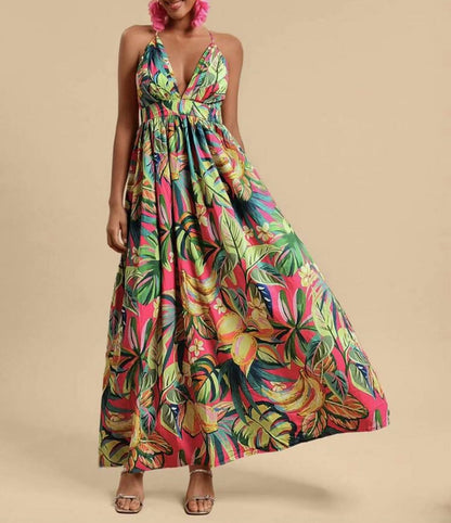 Ethnic Style Sexy Slim-fit Printed Strapless Dress