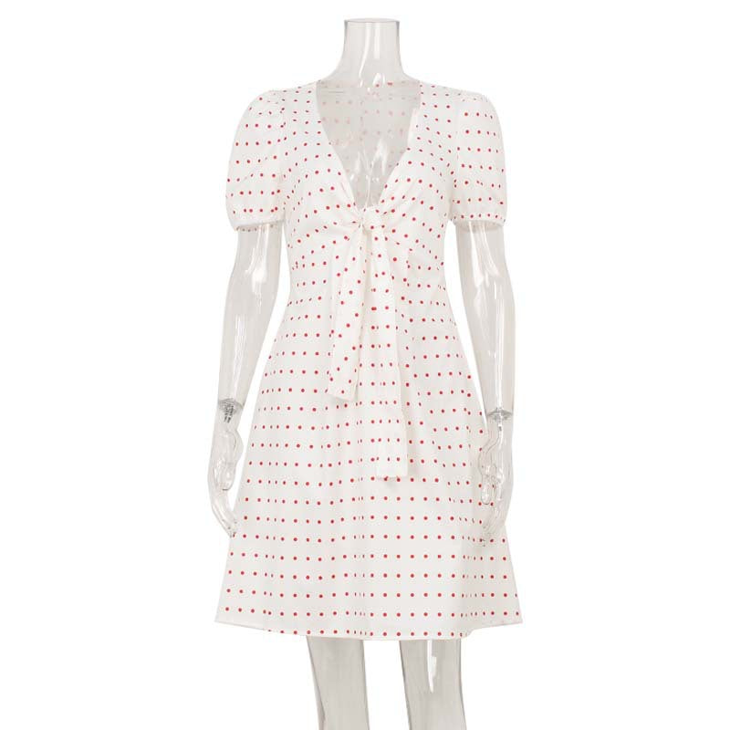 Summer New Arrival Sexy Low-Cut Dress With Bow Decoration