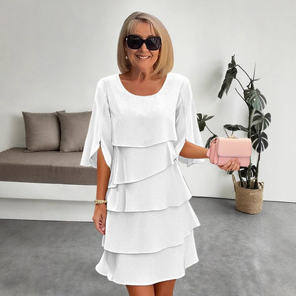 Round Neck Cake Skirt Spliced Dress Women's Clothing