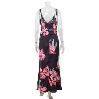 Women's V-neck Strap Maxi Vintage-style Dress
