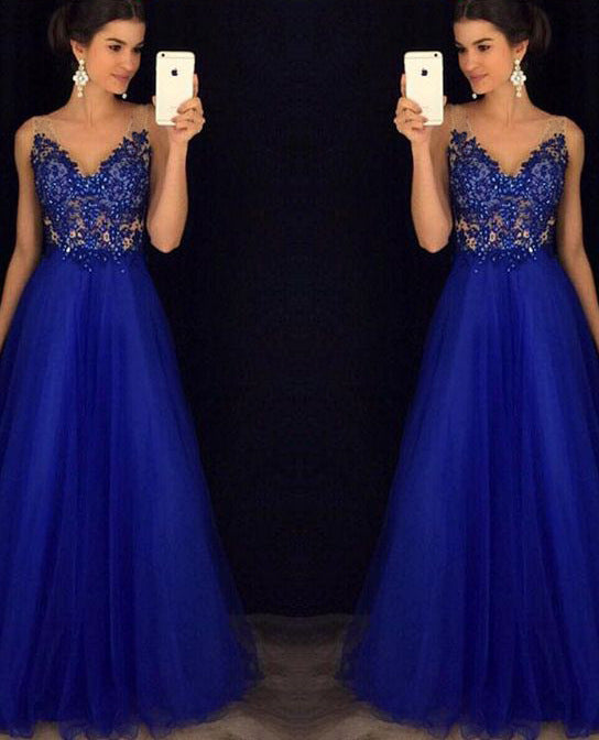 Dress Backless Beaded Ball Elegant Long Dress Blue Chiffon Dress Spot