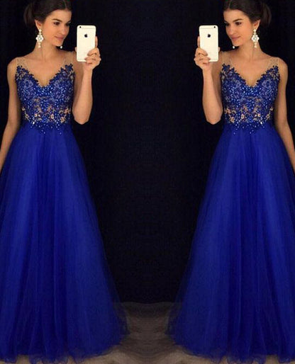 Dress Backless Beaded Ball Elegant Long Dress Blue Chiffon Dress Spot