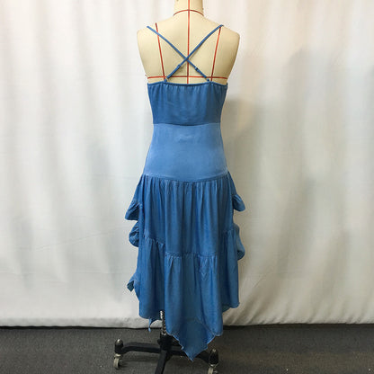 Women's Vintage Western Pastoral Style Ruffled Midi Dress