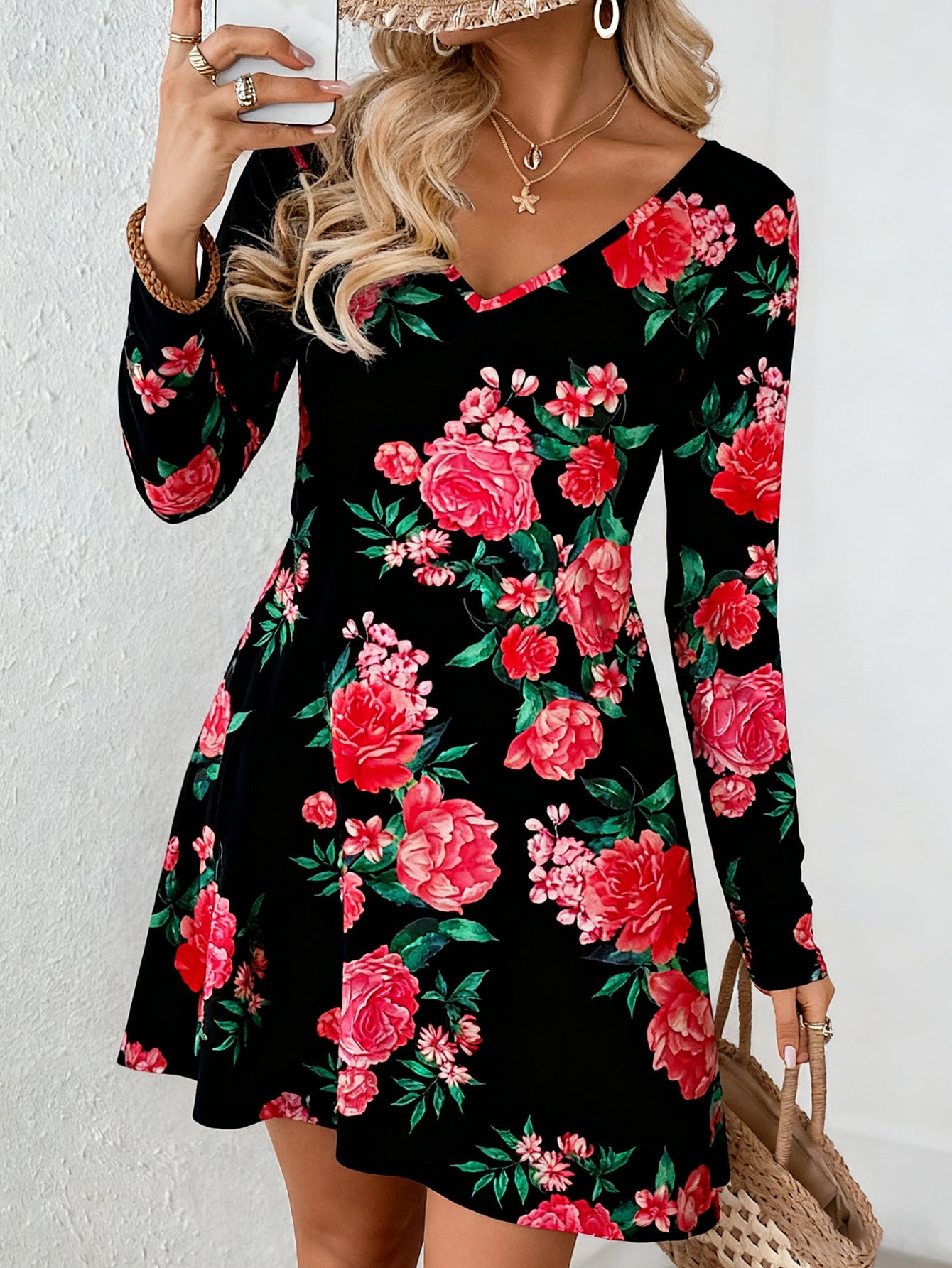 Personality Deep V Neck Casual Fashion Dress