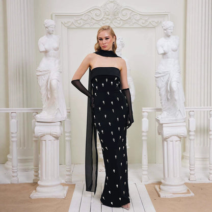 High-end Heavy Industry Banquet Order Diamond Bandage Dress