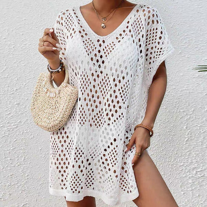 Lady's Dress Tie-up Beach Hollow-out Knitwear