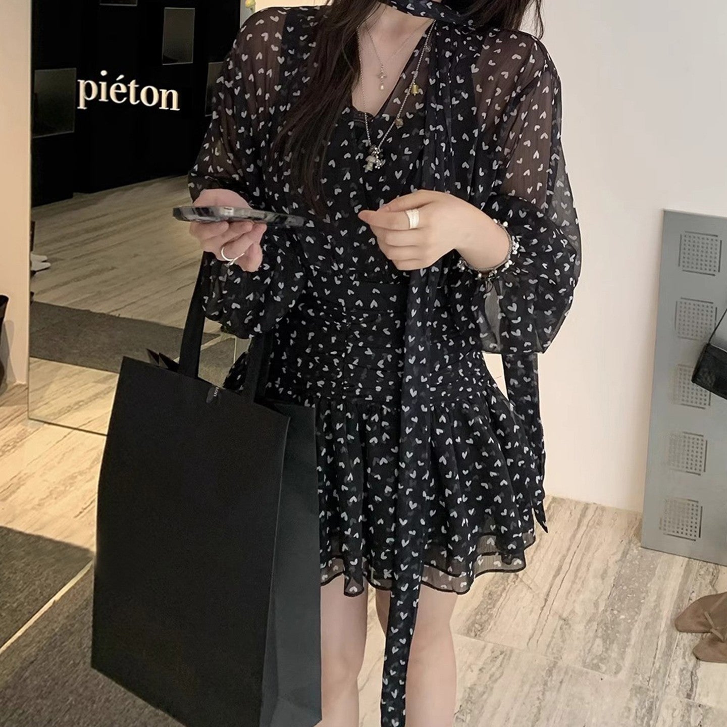 Elegant Waist-cinching Short Skirt French-style Dress For Women