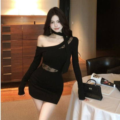 Spicy Girl Innocent Alluring Lace Patchwork Sheath Skirt